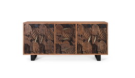 GINER Y COLOMER Aparador de madera de acacia y metal con 4 puertas y 3 cajones